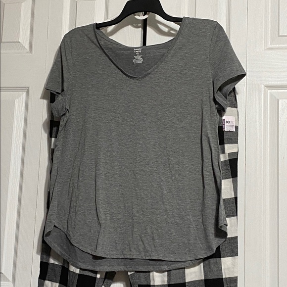 Plaid flannel & gray cotton casual lounge pajama sleep pants & shirt top size 2X - Picture 2 of 11